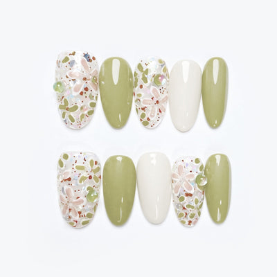 Garden Picnic - Handmade Press on Nails by Clawcreature - Handmade Press - on Nails