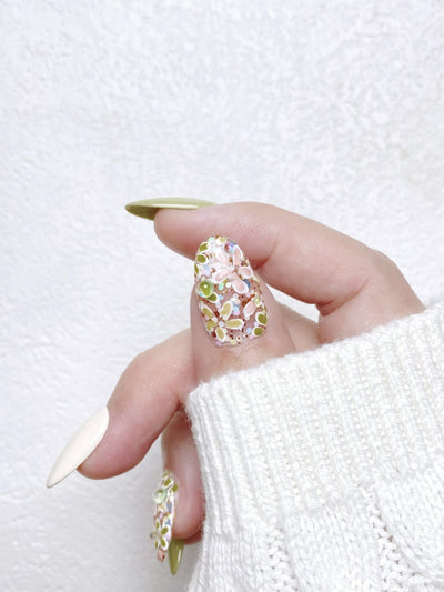 Garden Picnic - Handmade Press on Nails by Clawcreature - Handmade Press - on Nails