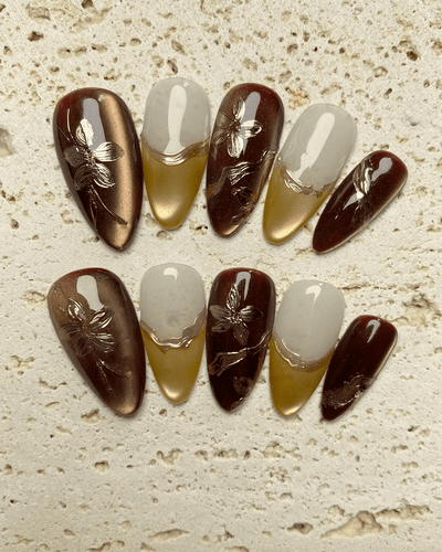 Golden Glow - Handmade Press on Nails by Clawcreature - Handmade Press - on Nails