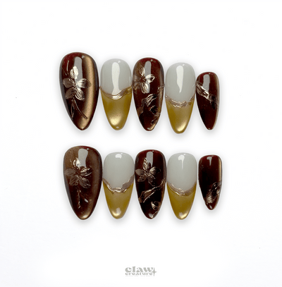 Golden Glow - Handmade Press on Nails by Clawcreature - Handmade Press - on Nails