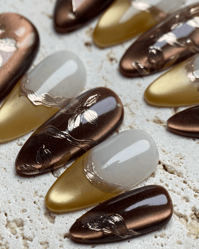 Golden Glow - Handmade Press on Nails by Clawcreature - Handmade Press - on Nails