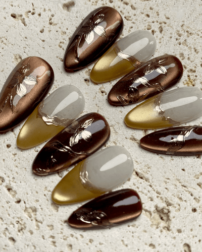 Golden Glow - Handmade Press on Nails by Clawcreature - Handmade Press - on Nails