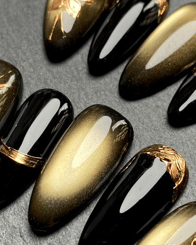 Golden Noir - Handmade Press on Nails by Clawcreature - Handmade Press - on Nails