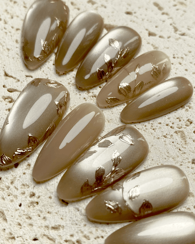 Golden Whispers - Handmade Press on Nails by Clawcreature - Handmade Press - on Nails