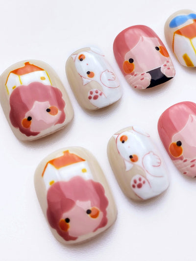 Home is where Cat is - Handmade Press on Nails by Clawcreature - Handmade Press - on Nails