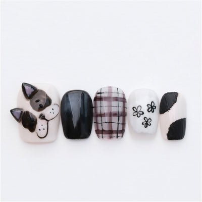 Hugo the Frenchie - Handmade Press on Nails by Clawcreature - Handmade Press - on Nails