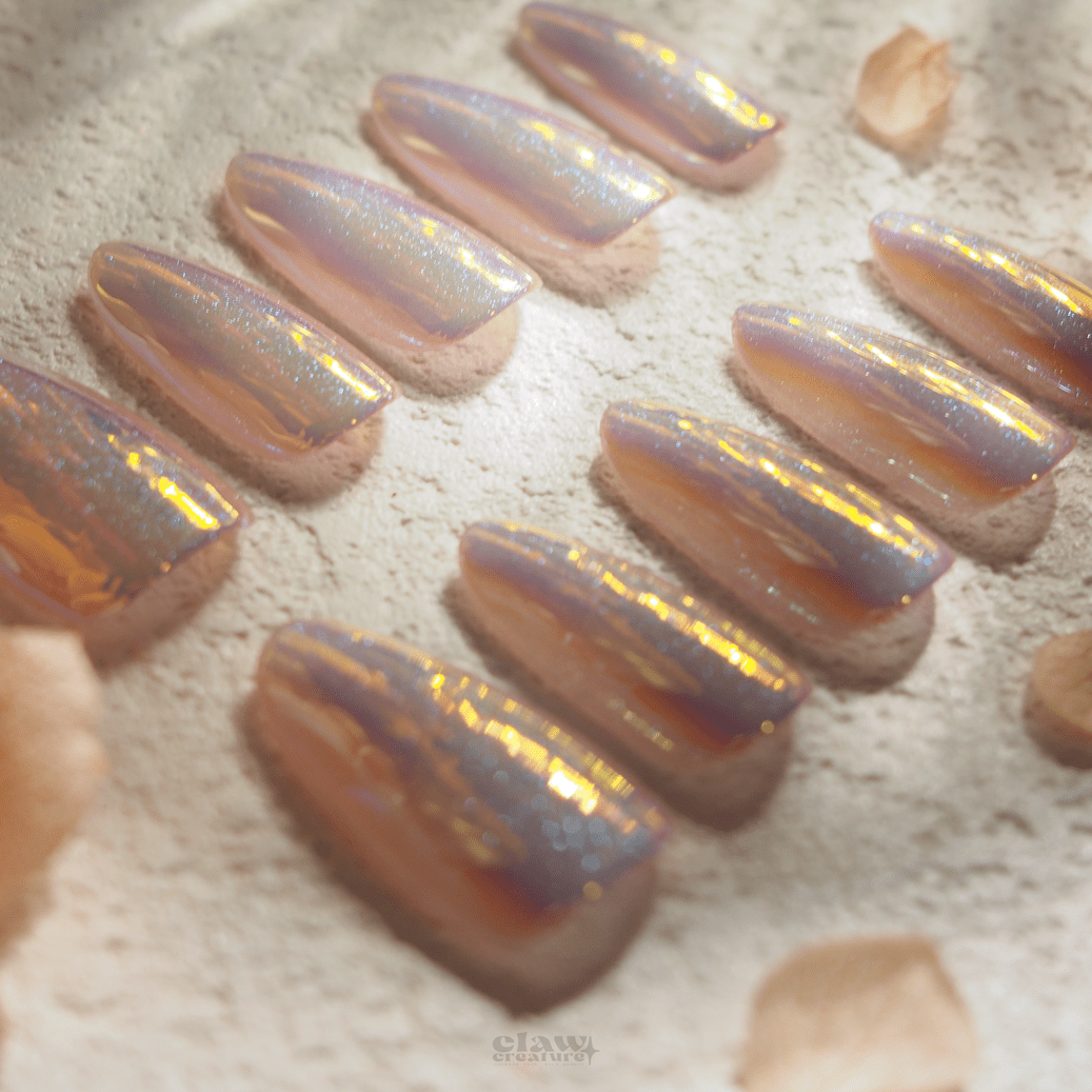 Iridescent Gleam - Handmade Press on Nails by Clawcreature - Handmade Press - on Nails