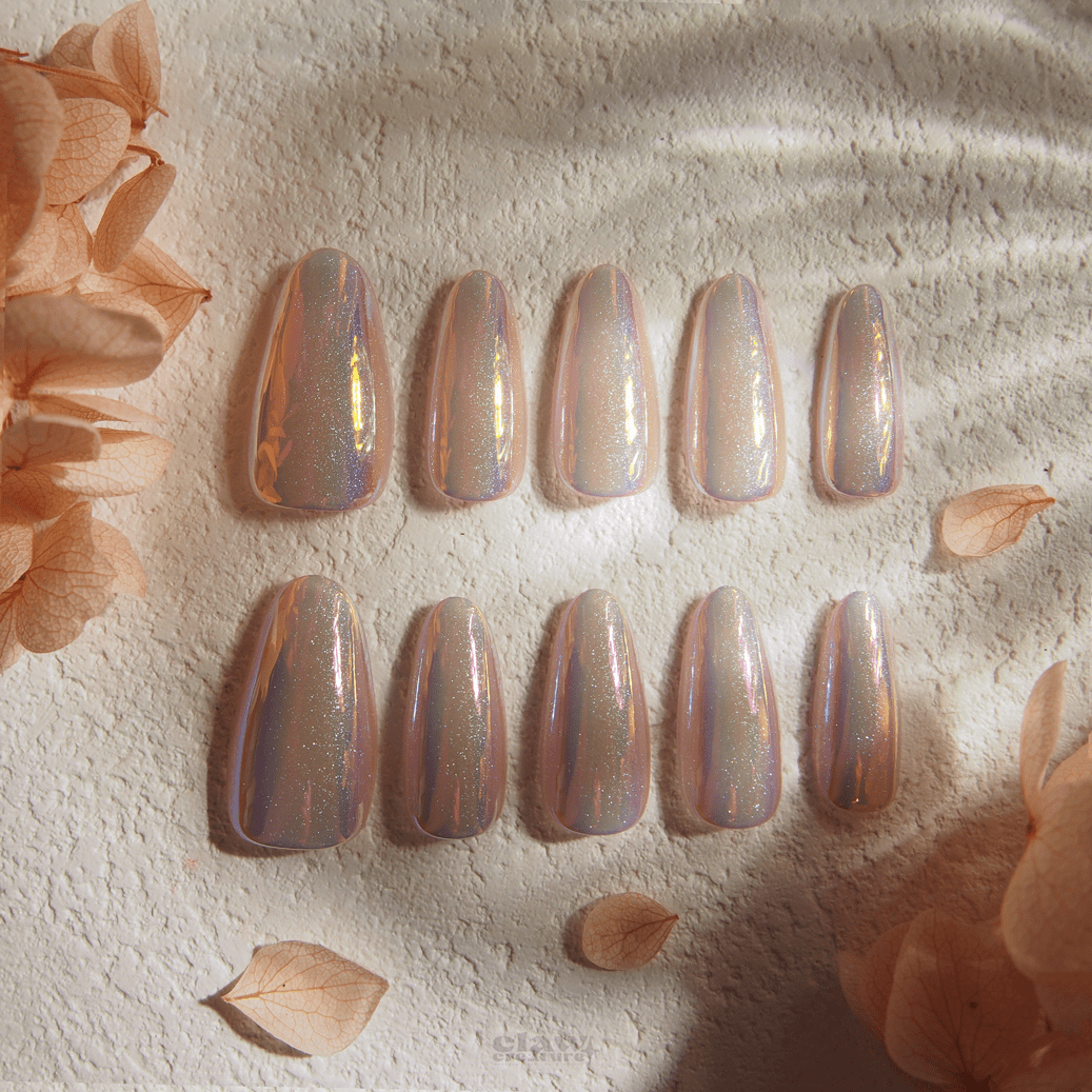 Iridescent Gleam - Handmade Press on Nails by Clawcreature - Handmade Press - on Nails