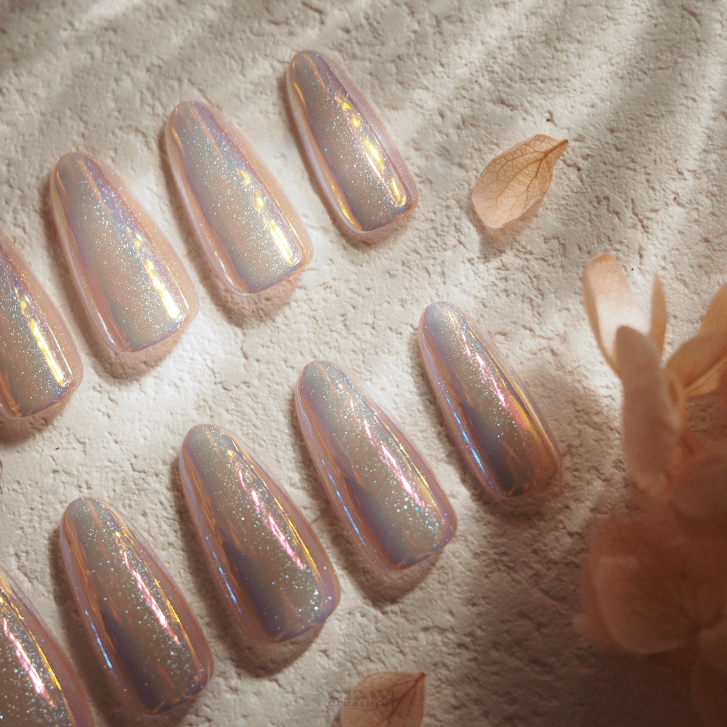 Iridescent Gleam - Handmade Press on Nails by Clawcreature - Handmade Press - on Nails