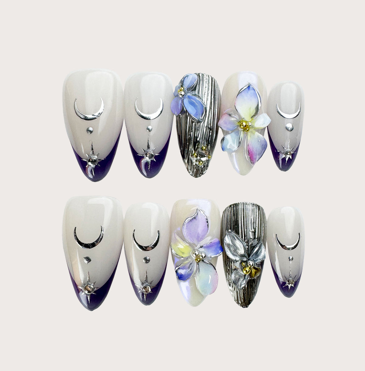 Island Moonlight - Handmade Press on Nails by Clawcreature - Handmade Press - on Nails