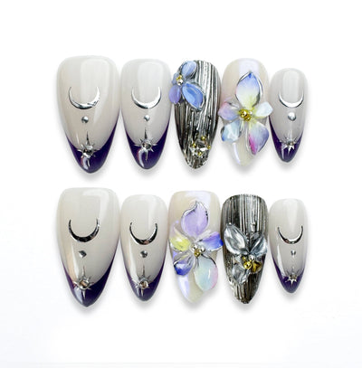 Island Moonlight - Handmade Press on Nails by Clawcreature - Handmade Press - on Nails