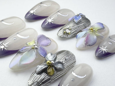 Island Moonlight - Handmade Press on Nails by Clawcreature - Handmade Press - on Nails