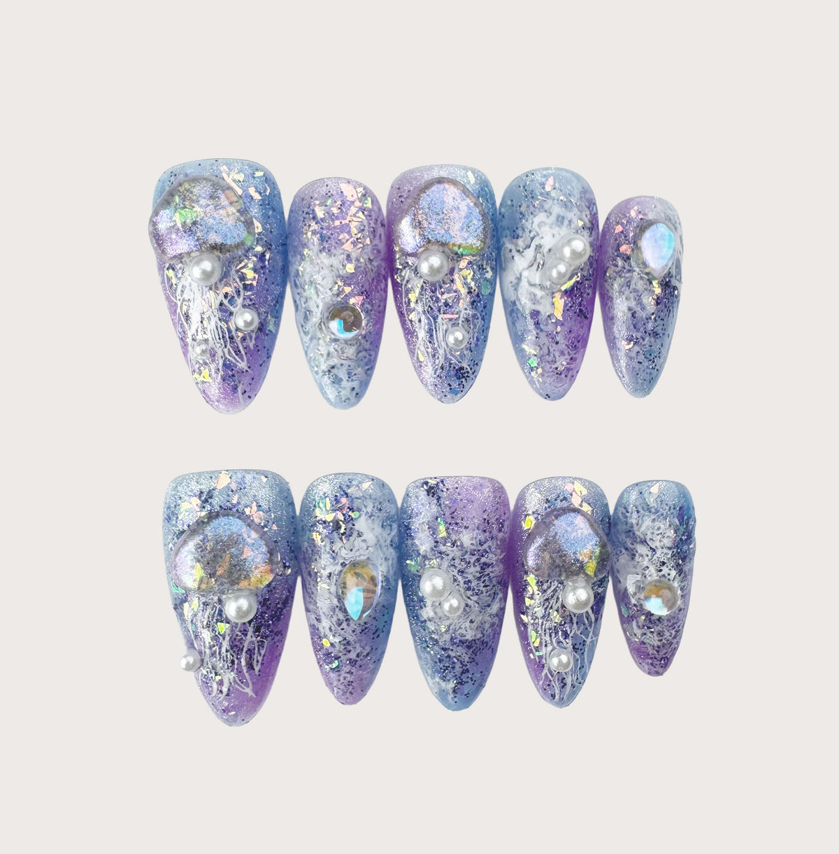 Jellyfish World - Handmade Press on Nails by Clawcreature - Handmade Press - on Nails