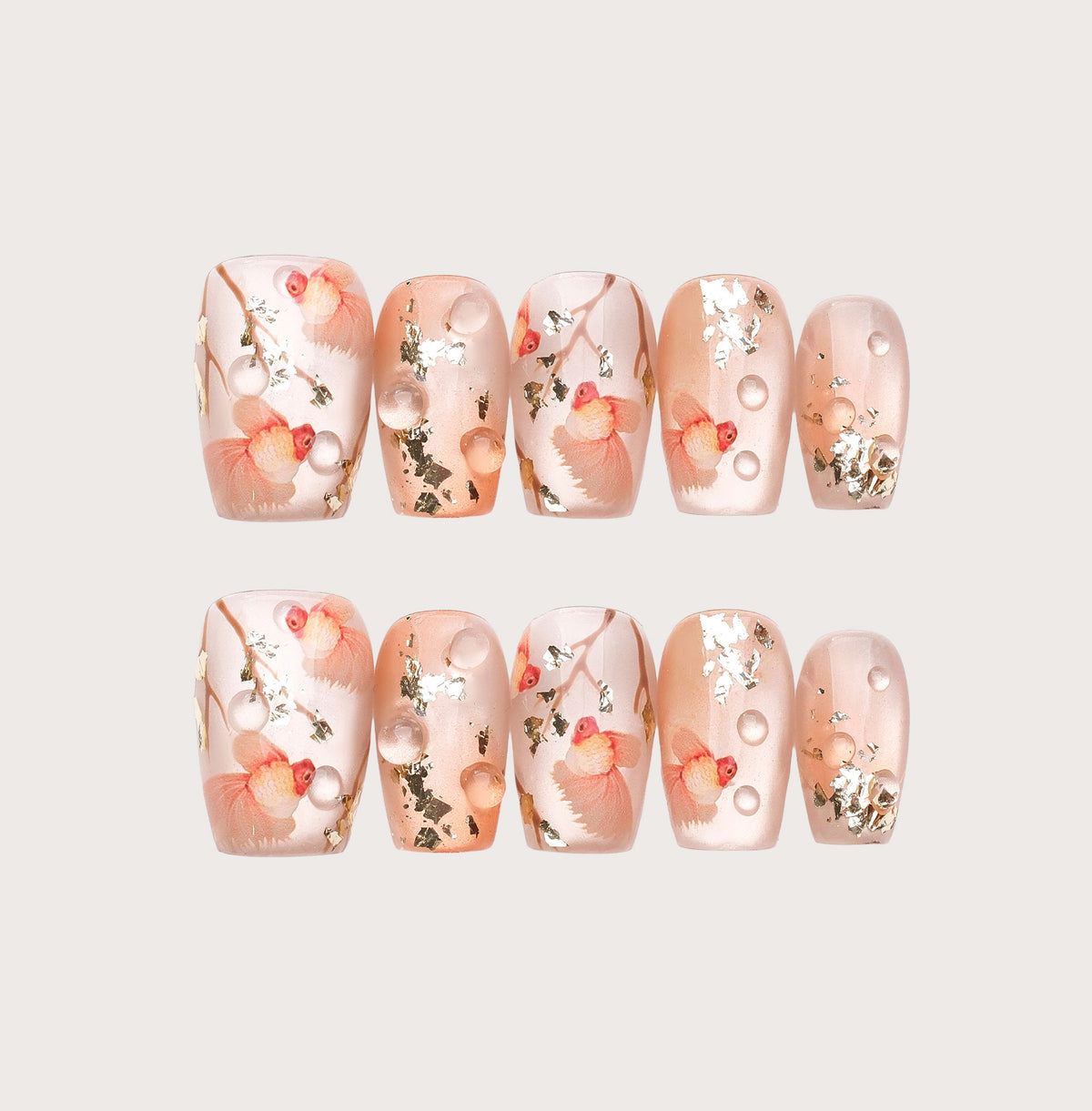 Kingyo - Handmade Press on Nails by Clawcreature - Handmade Press - on Nails