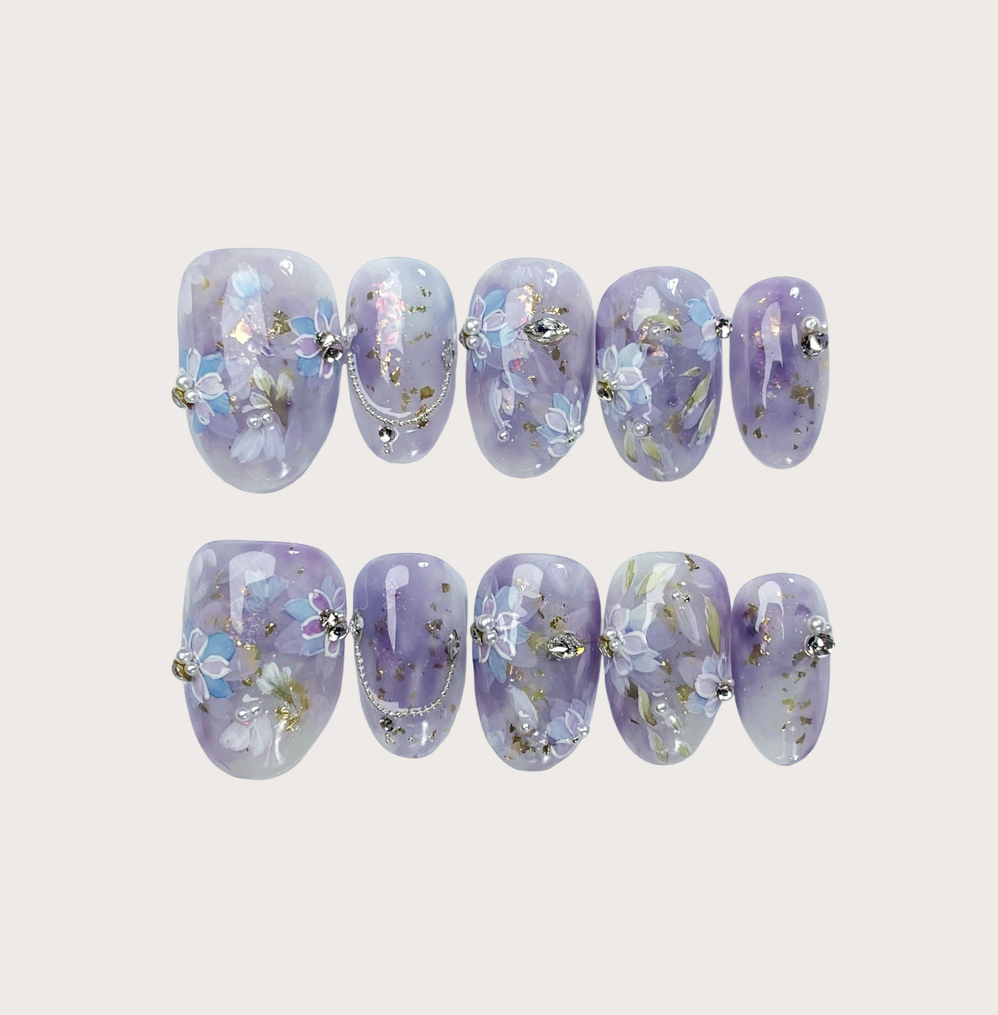 Lavender Bloom - Handmade Press on Nails by Clawcreature - Handmade Press - on Nails