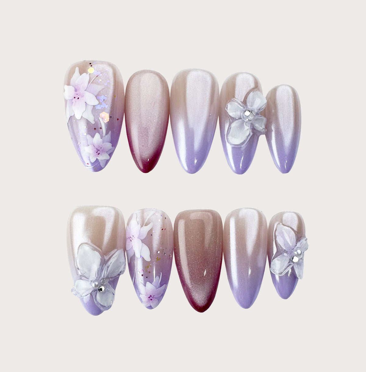 Lavender Twilight - Handmade Press on Nails by Clawcreature - Handmade Press - on Nails