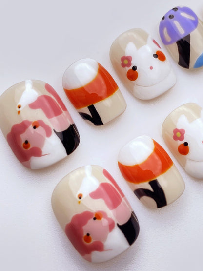 Loving Spring - Handmade Press on Nails by Clawcreature - Handmade Press - on Nails