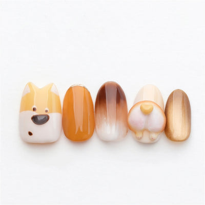Lucy the Corgi - Handmade Press on Nails by Clawcreature - Handmade Press - on Nails