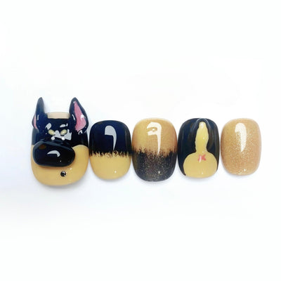 Max the Dobermann - Handmade Press on Nails by Clawcreature - Handmade Press - on Nails