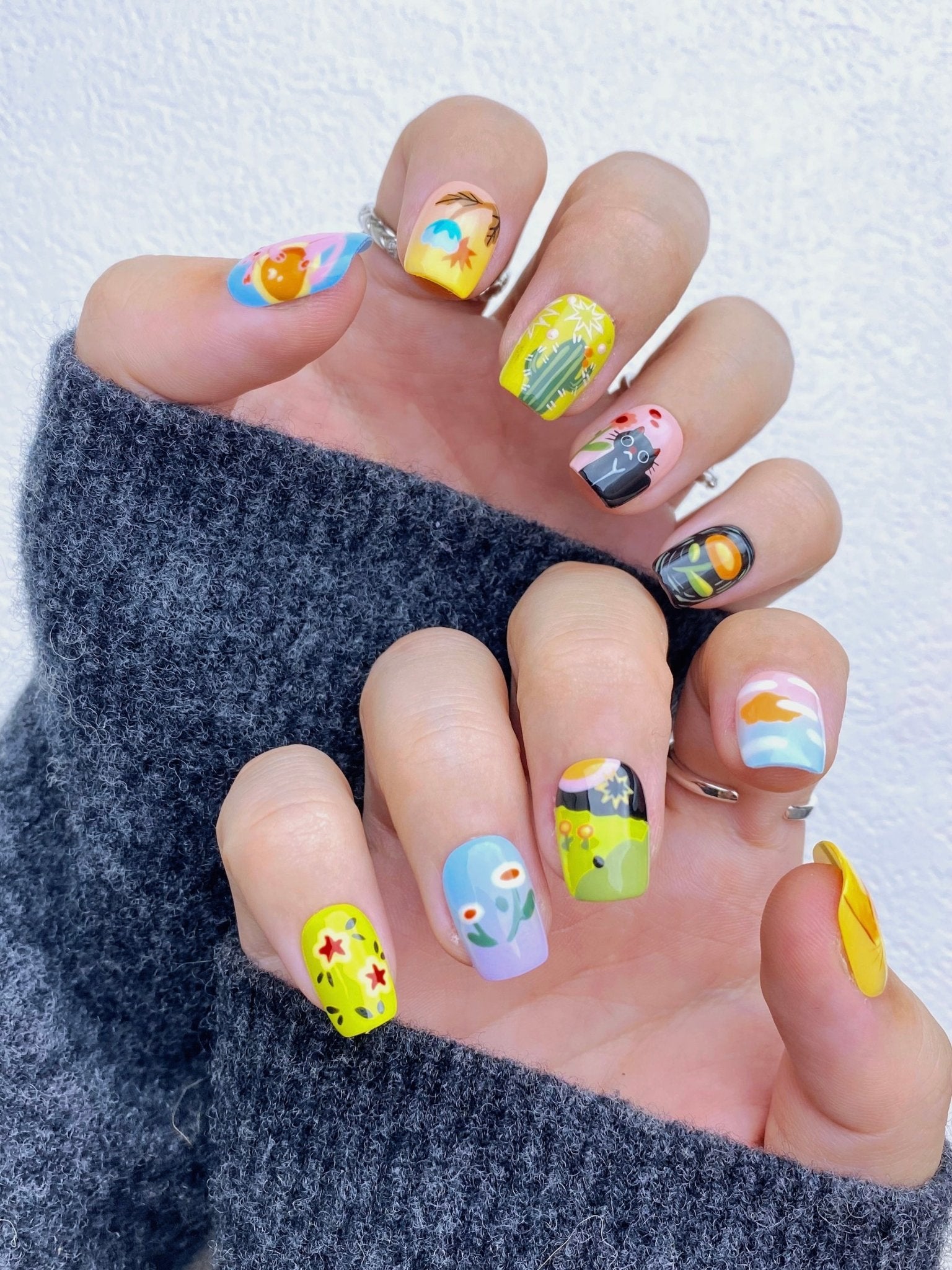 Meowter Space - Handmade Press on Nails by Clawcreature - Handmade Press - on Nails