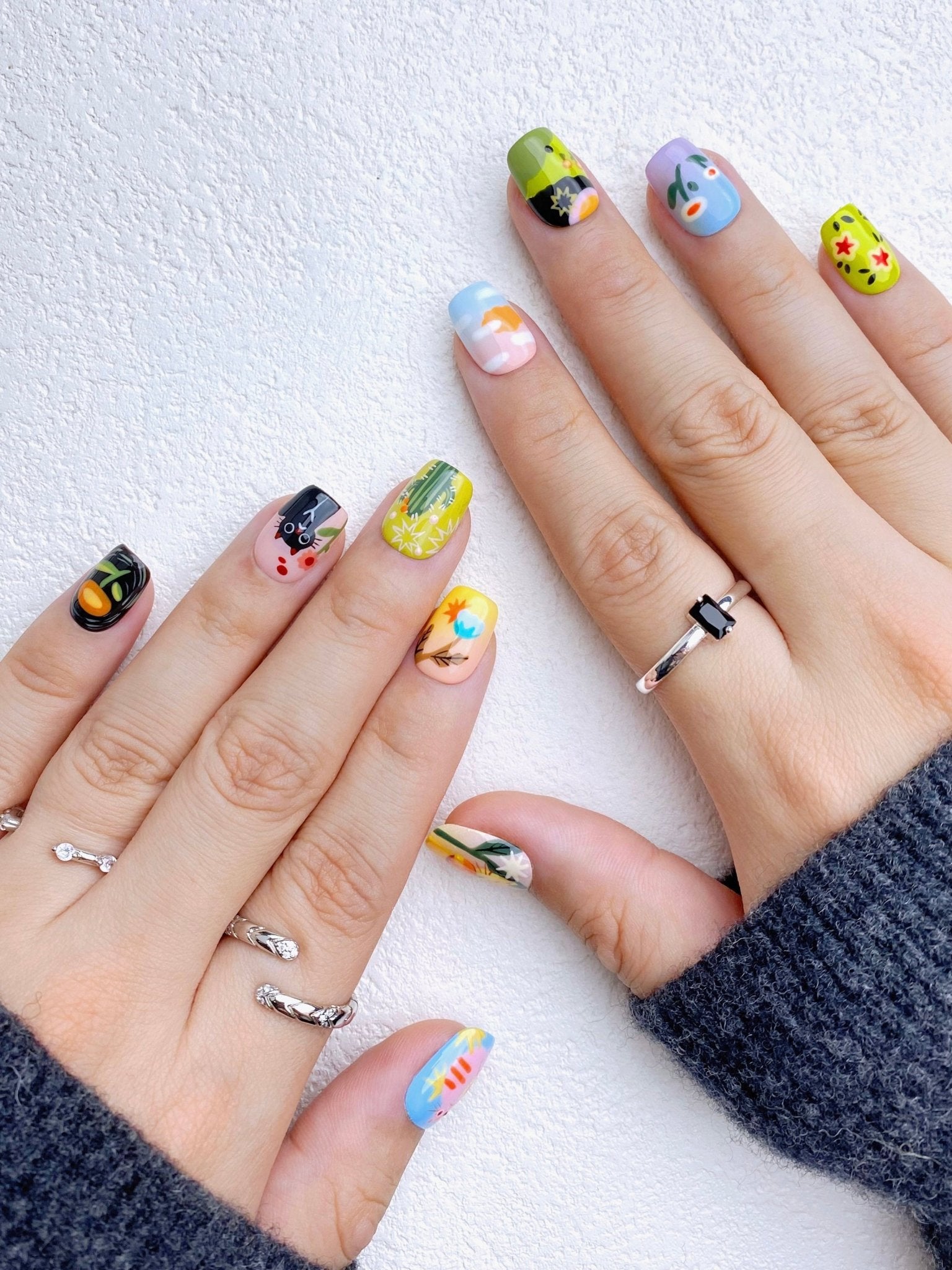 Meowter Space - Handmade Press on Nails by Clawcreature - Handmade Press - on Nails