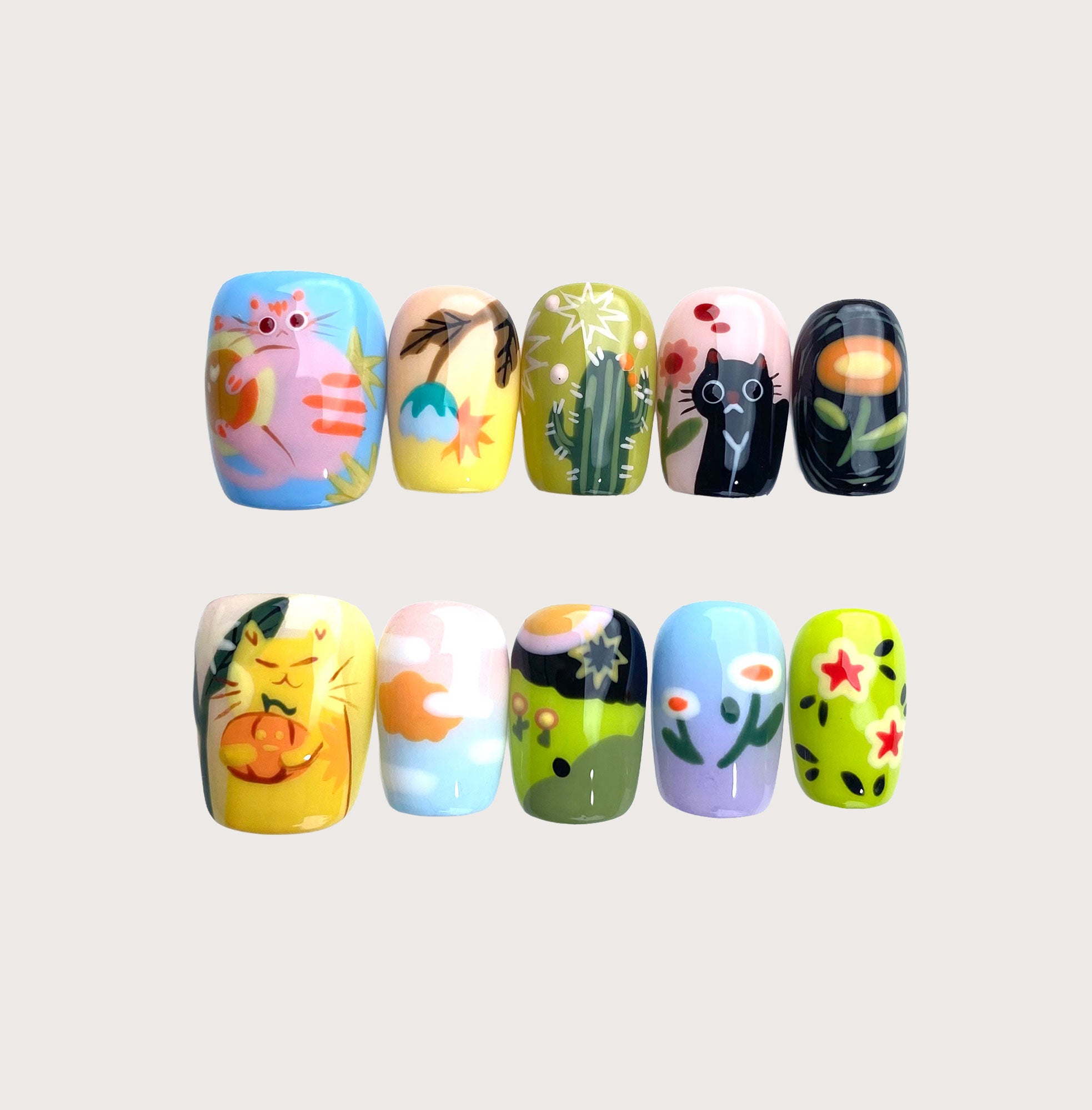 Meowter Space - Handmade Press on Nails by Clawcreature - Handmade Press - on Nails