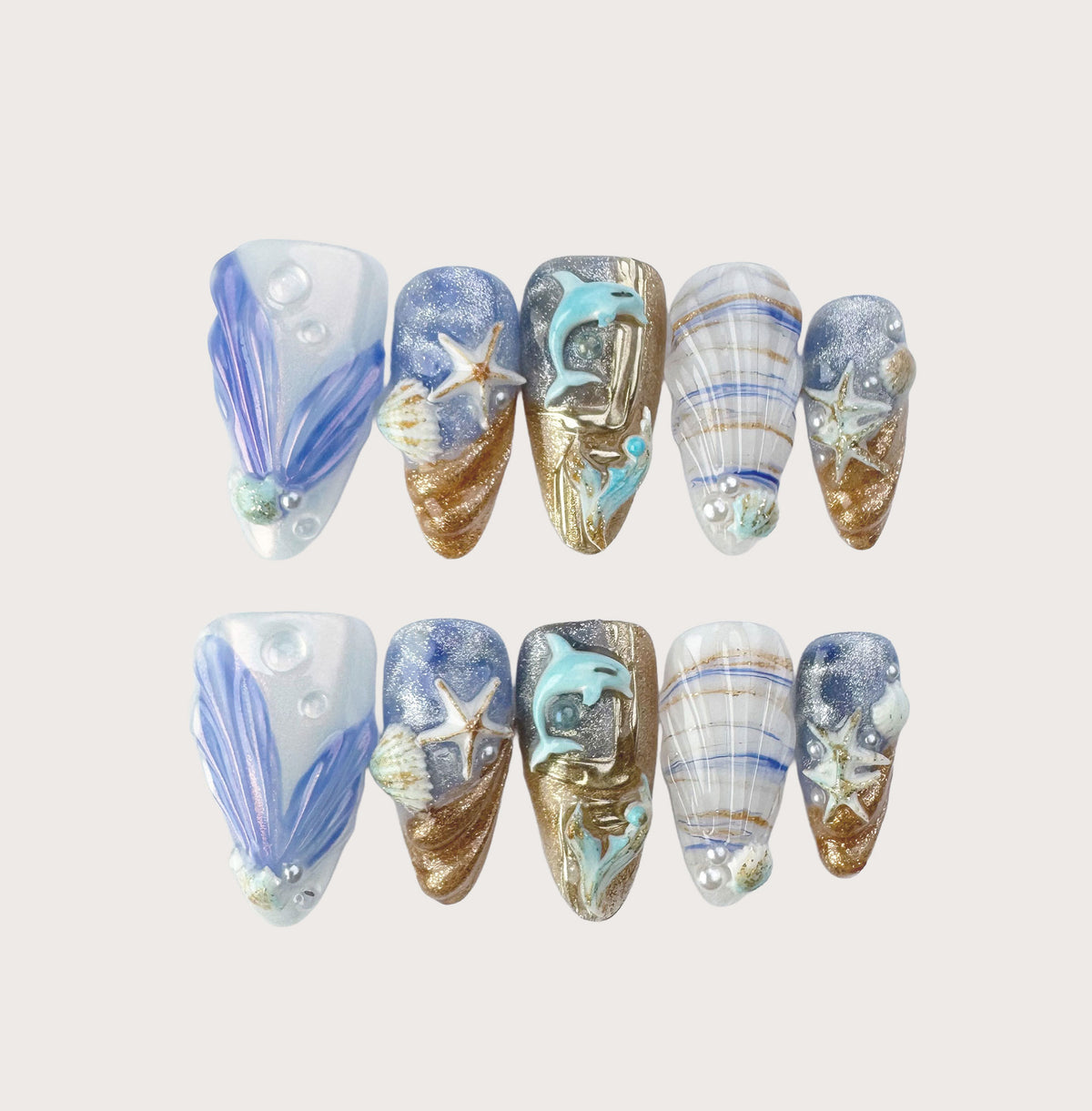 Mermaid Whisper - Handmade Press on Nails by Clawcreature - Handmade Press - on Nails