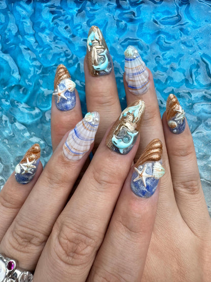 Mermaid Whisper - Handmade Press on Nails by Clawcreature - Handmade Press - on Nails