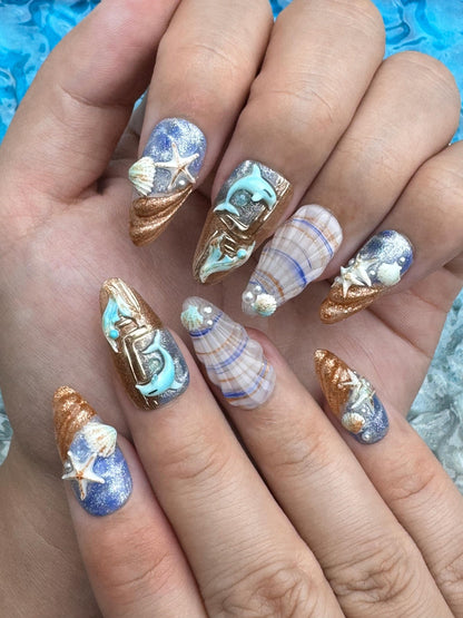 Mermaid Whisper - Handmade Press on Nails by Clawcreature - Handmade Press - on Nails