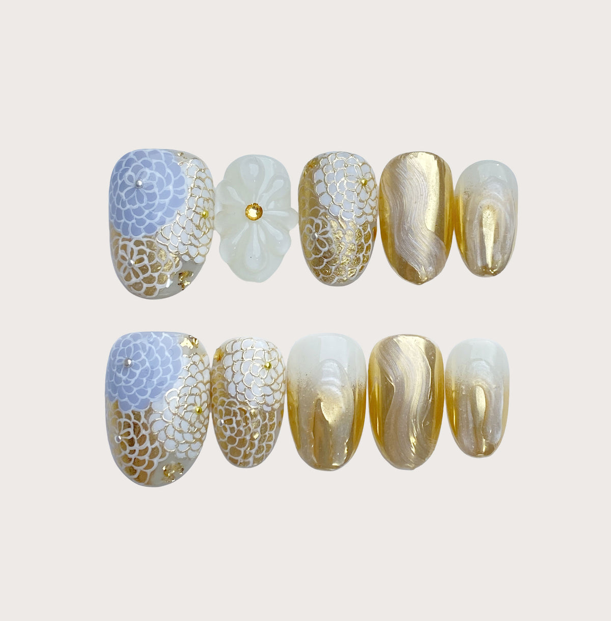 Midas Touch - Handmade Press on Nails by Clawcreature - Handmade Press - on Nails