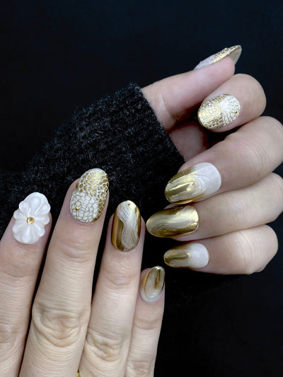 Midas Touch - Handmade Press on Nails by Clawcreature - Handmade Press - on Nails