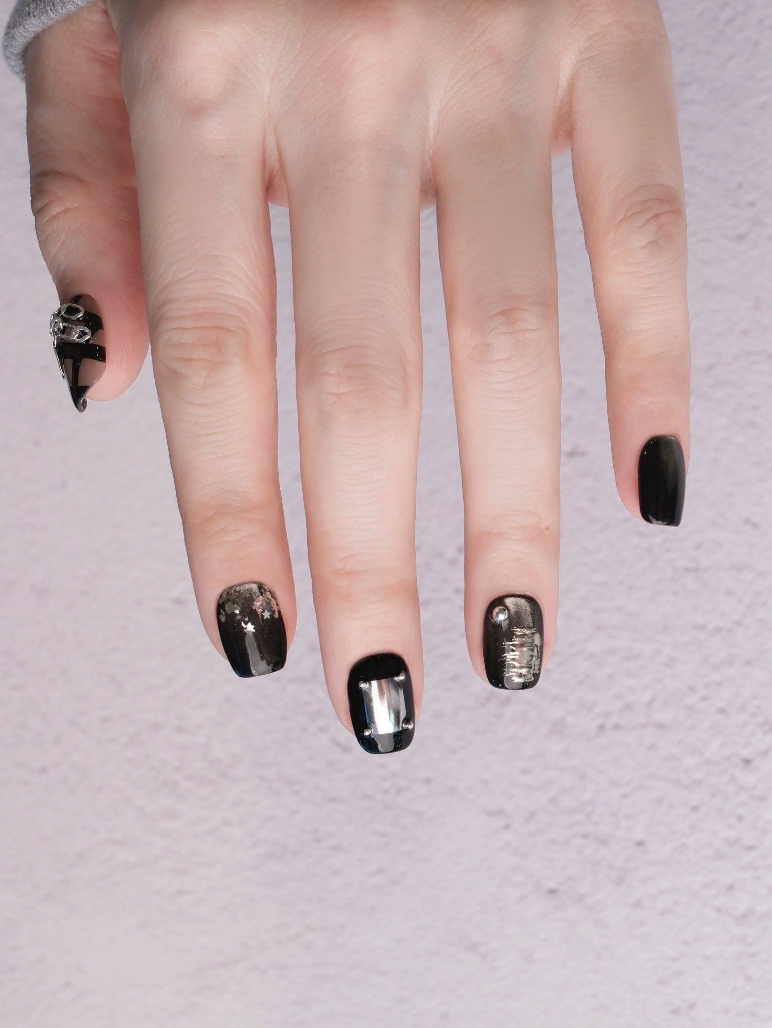 Midnight Armor - Handmade Press on Nails by Clawcreature - Handmade Press - on Nails