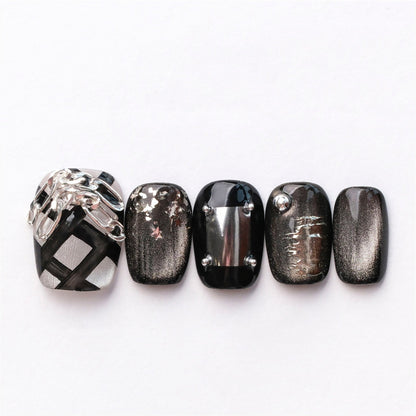 Midnight Armor - Handmade Press on Nails by Clawcreature - Handmade Press - on Nails
