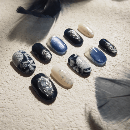 Midnight Bloom - Handmade Press on Nails by Clawcreature - Handmade Press - on Nails