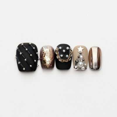 Midnight Mistletoe - Handmade Press on Nails by Clawcreature - Handmade Press - on Nails