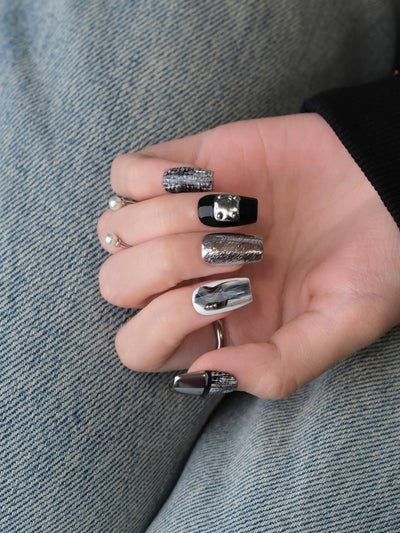 Midnight Steel - Handmade Press on Nails by Clawcreature - Handmade Press - on Nails