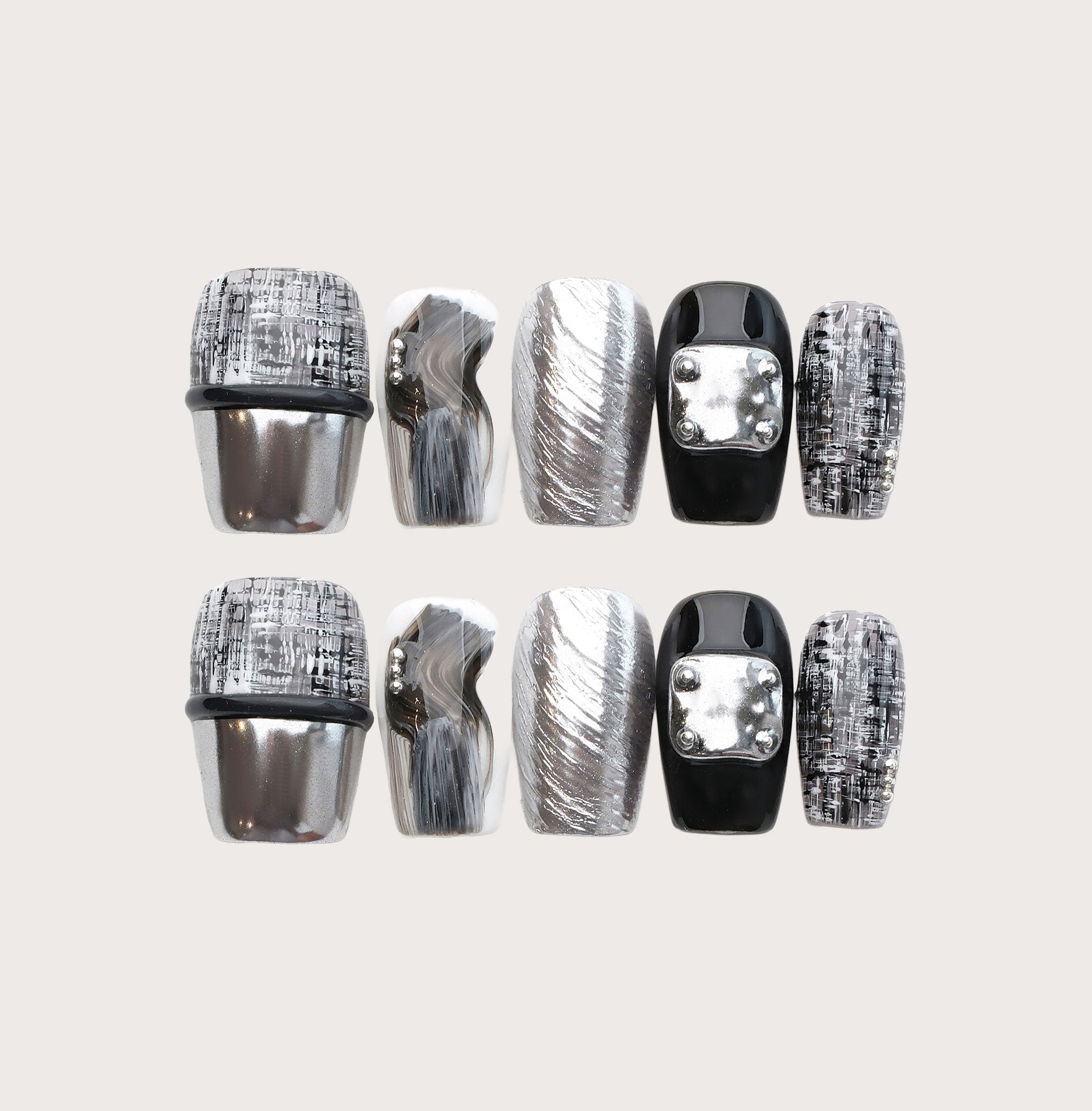 Midnight Steel - Handmade Press on Nails by Clawcreature - Handmade Press - on Nails