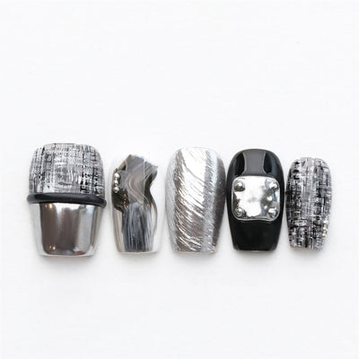 Midnight Steel - Handmade Press on Nails by Clawcreature - Handmade Press - on Nails