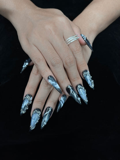 Midnight Tides - Handmade Press on Nails by Clawcreature - Handmade Press - on Nails