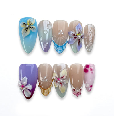 Morning Dew - Handmade Press on Nails by Clawcreature - Handmade Press - on Nails