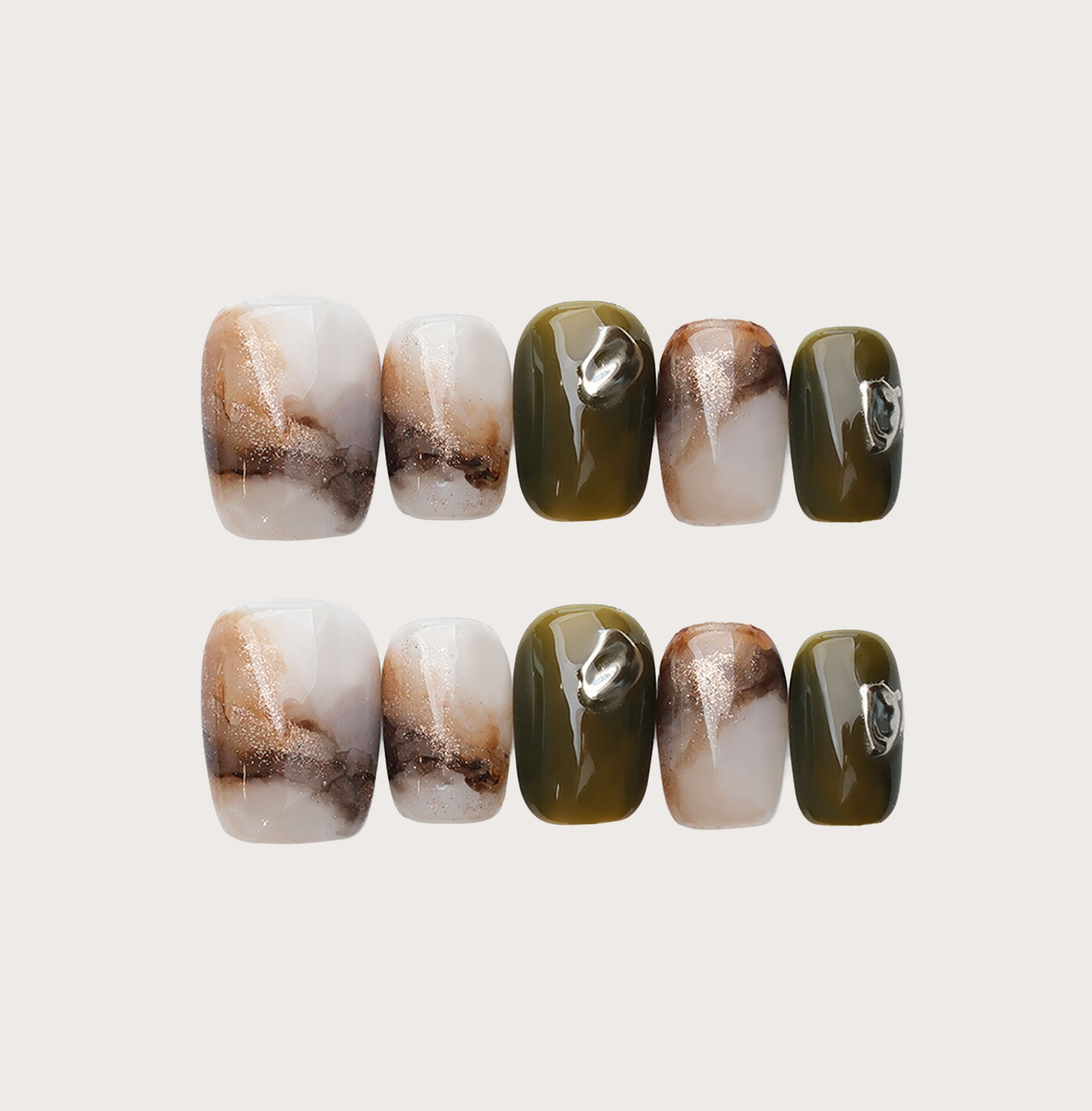 Moss & Stone - Handmade Press on Nails by Clawcreature - Handmade Press - on Nails