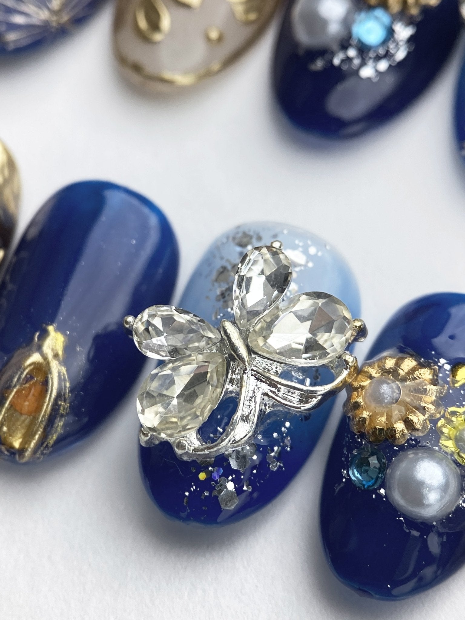 Navy Brat - Handmade Press on Nails by Clawcreature - Handmade Press - on Nails