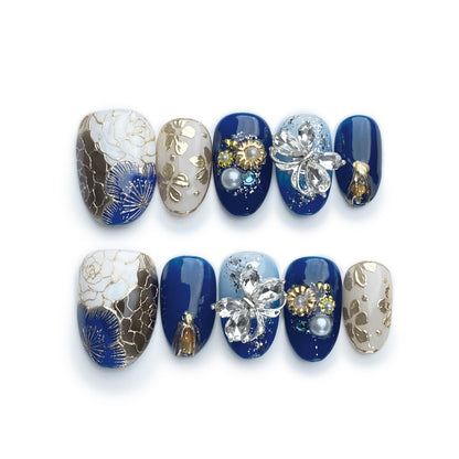 Navy Brat - Handmade Press on Nails by Clawcreature - Handmade Press - on Nails