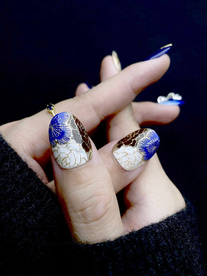 Navy Brat - Handmade Press on Nails by Clawcreature - Handmade Press - on Nails