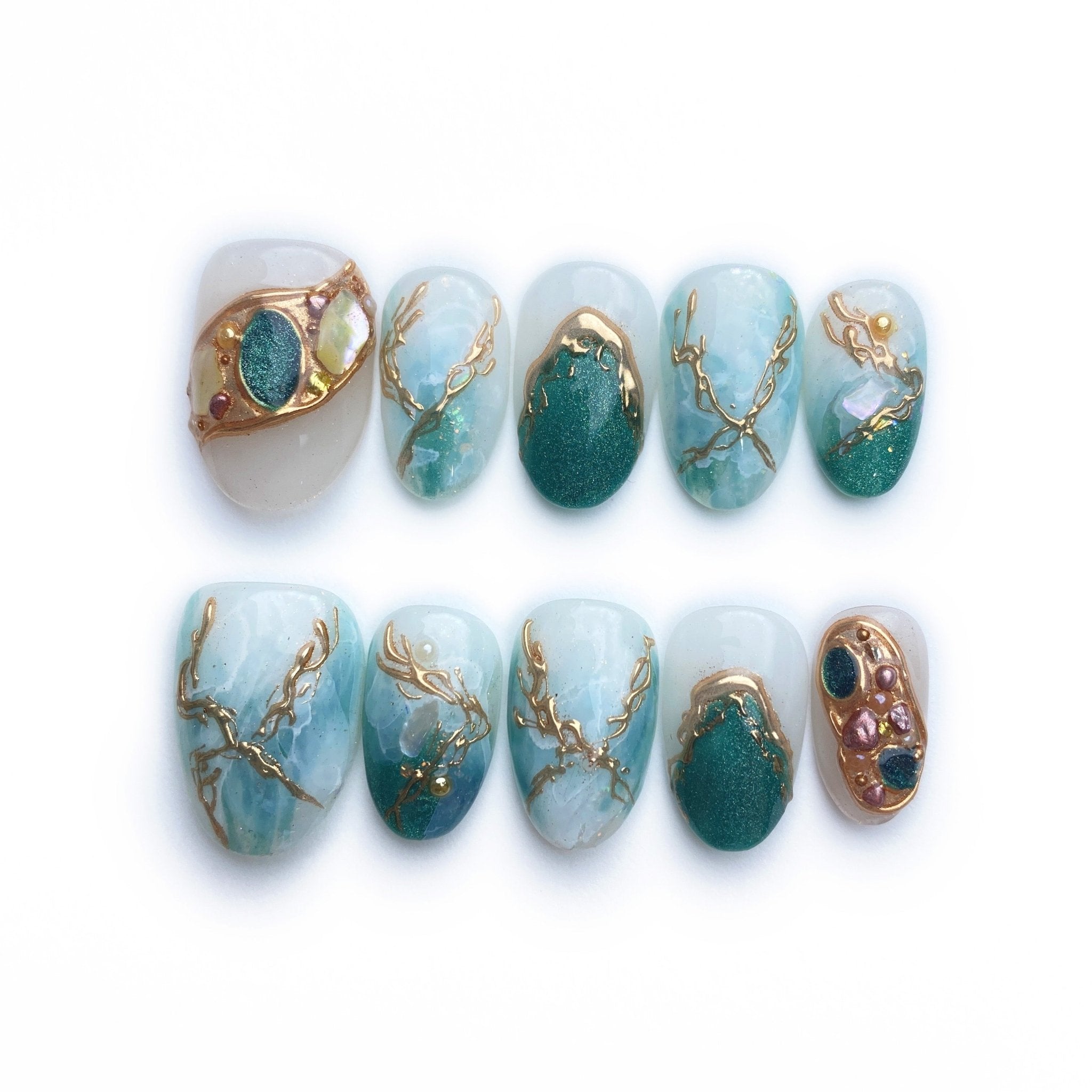 Nerissa - Handmade Press on Nails by Clawcreature - Handmade Press - on Nails