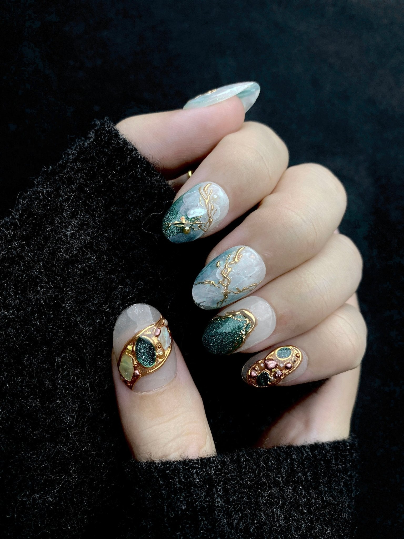 Nerissa - Handmade Press on Nails by Clawcreature - Handmade Press - on Nails