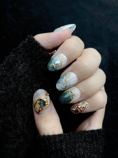 Nerissa - Handmade Press on Nails by Clawcreature - Handmade Press - on Nails