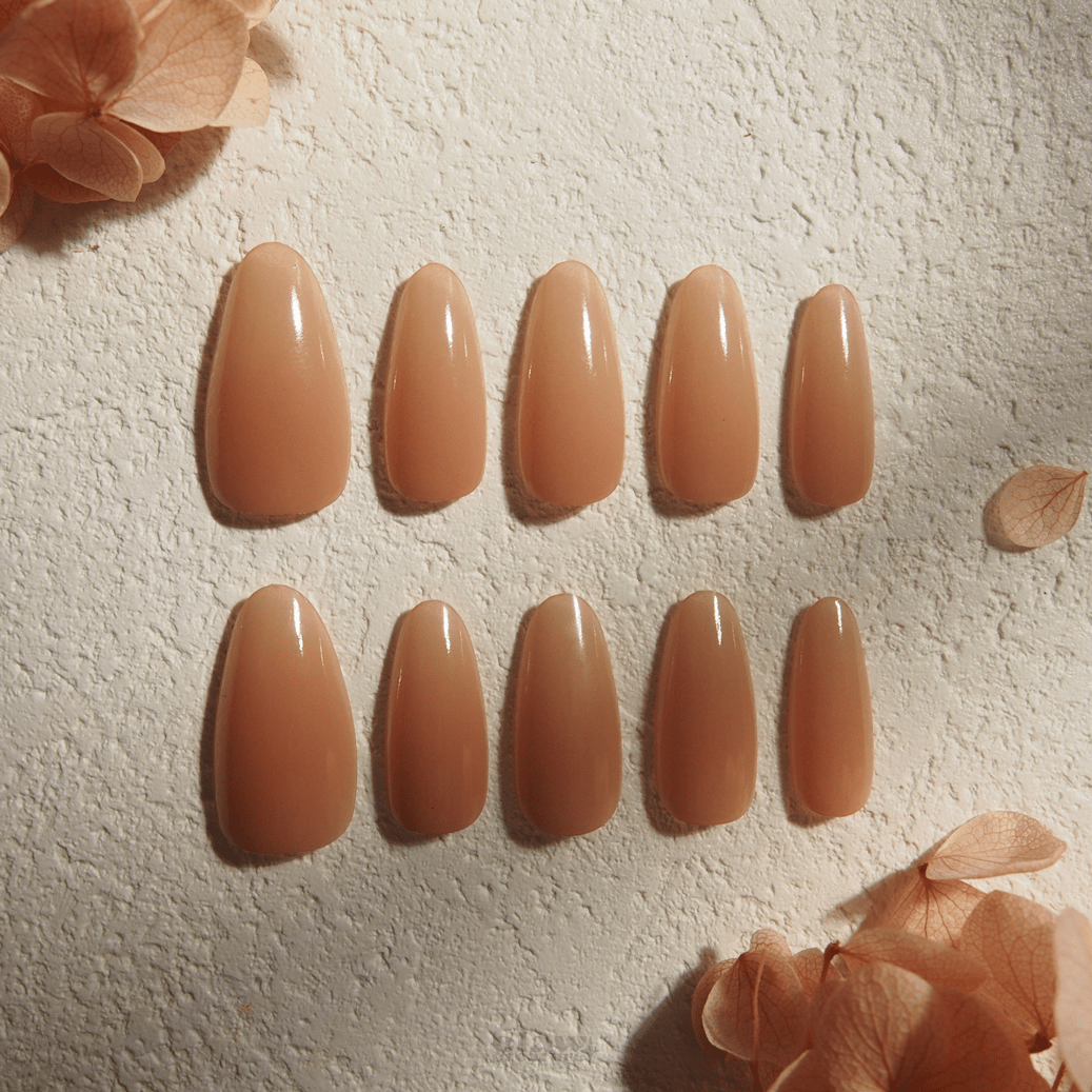 Nude Elegance (Gloss & Electroplated Variant) - Handmade Press on Nails by Clawcreature - Handmade Press - on Nails