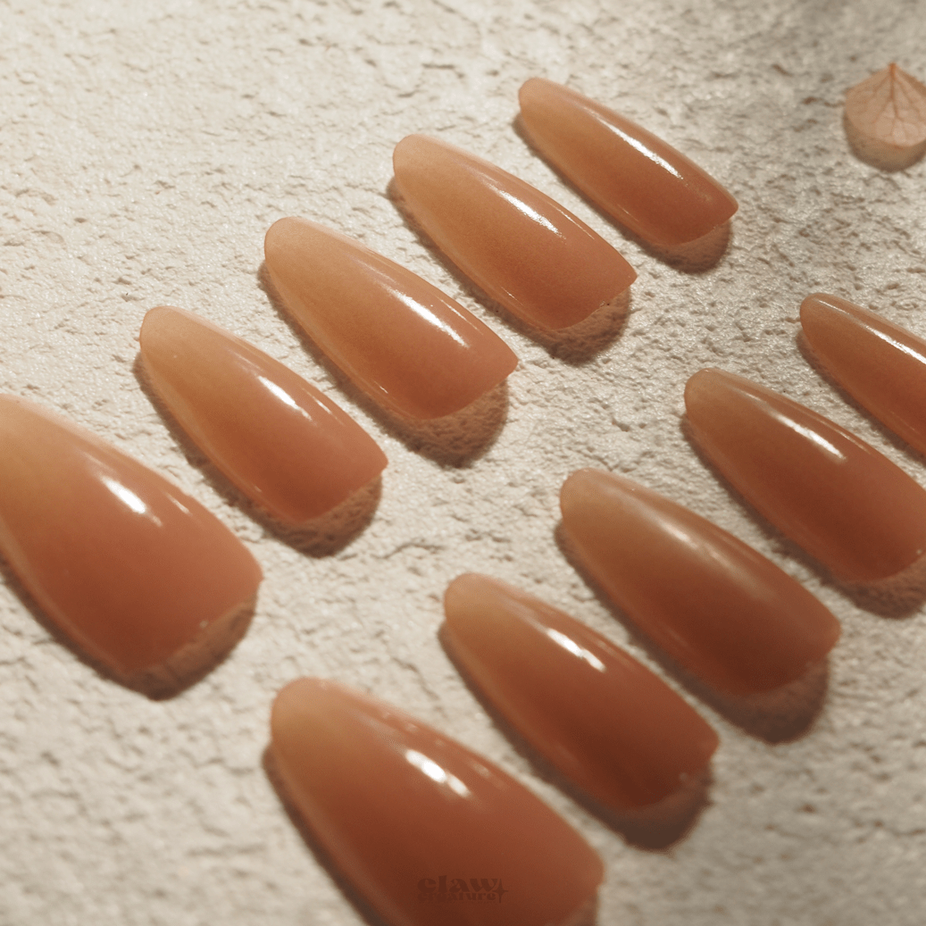 Nude Elegance (Gloss & Electroplated Variant) - Handmade Press on Nails by Clawcreature - Handmade Press - on Nails