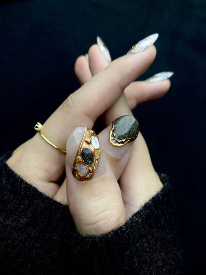 Obsidian Vein - Handmade Press on Nails by Clawcreature - Handmade Press - on Nails